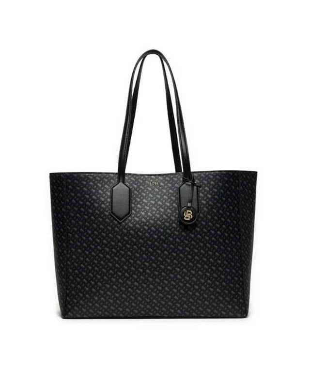 Saco tote em pele sintética com acabamento de logótipo em metal