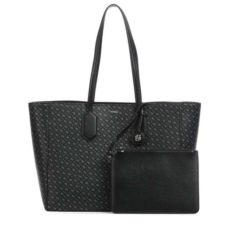 Saco tote em pele sintética com acabamento de logótipo em metal