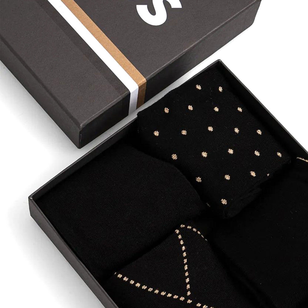 Pack de quatro pares de meias de comprimento regular em caixa de presente - BOSS