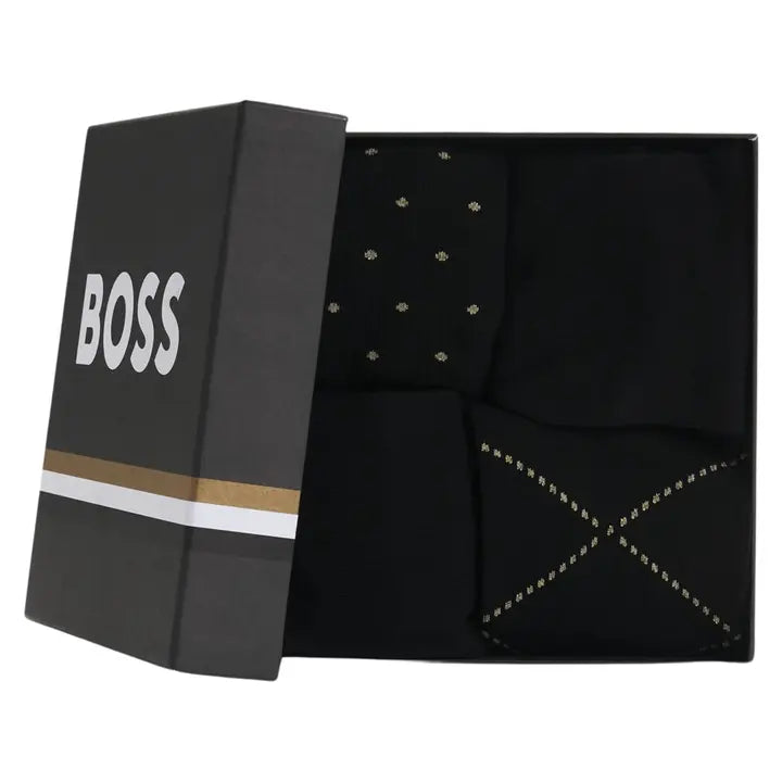 Pack de quatro pares de meias de comprimento regular em caixa de presente - BOSS