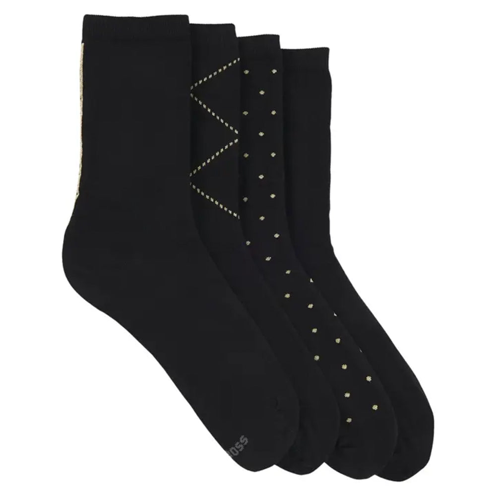 Pack de quatro pares de meias de comprimento regular em caixa de presente - BOSS