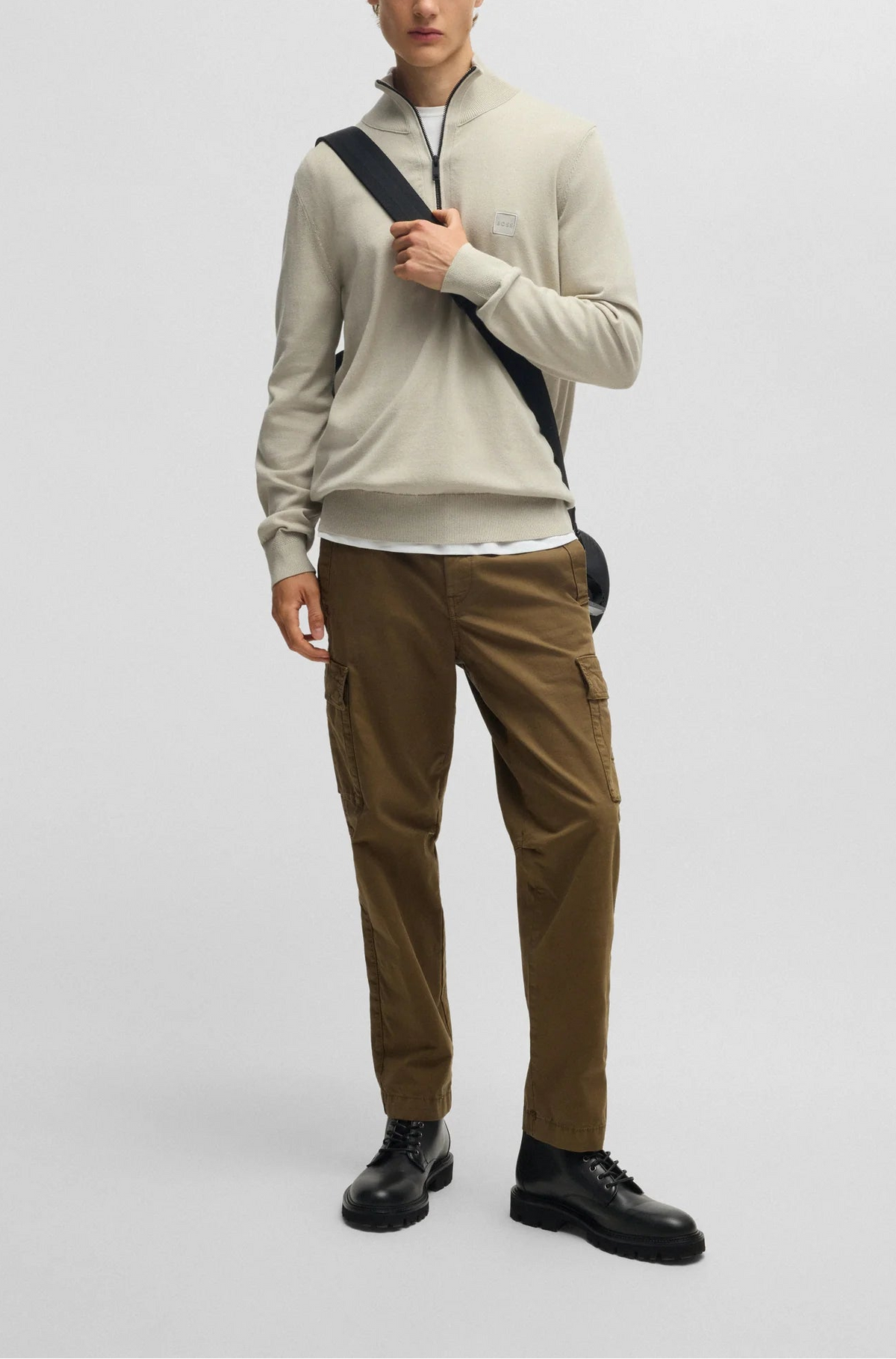 Camisola com fecho em algodão e caxemira