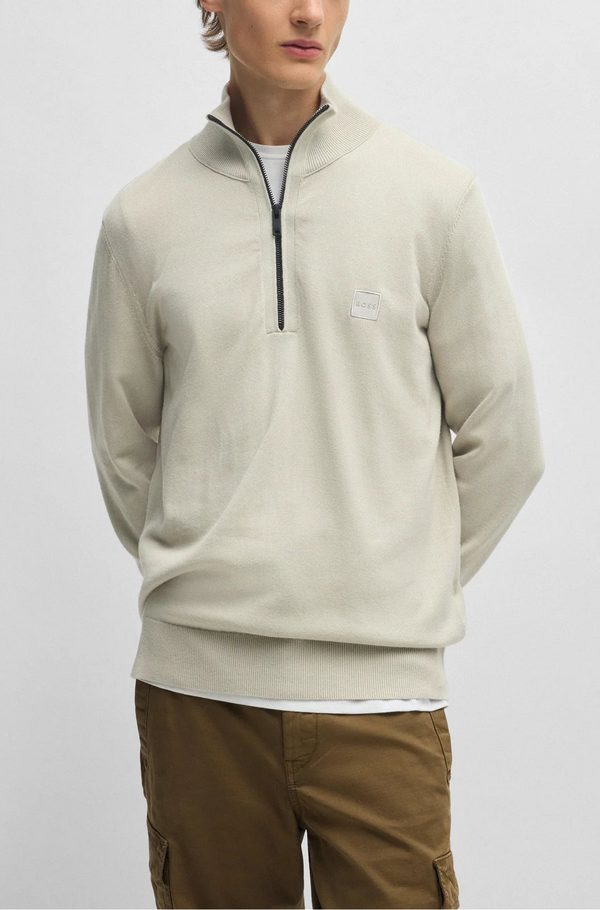 Camisola com fecho em algodão e caxemira