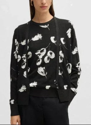 Cardigã com estampado de tulipas