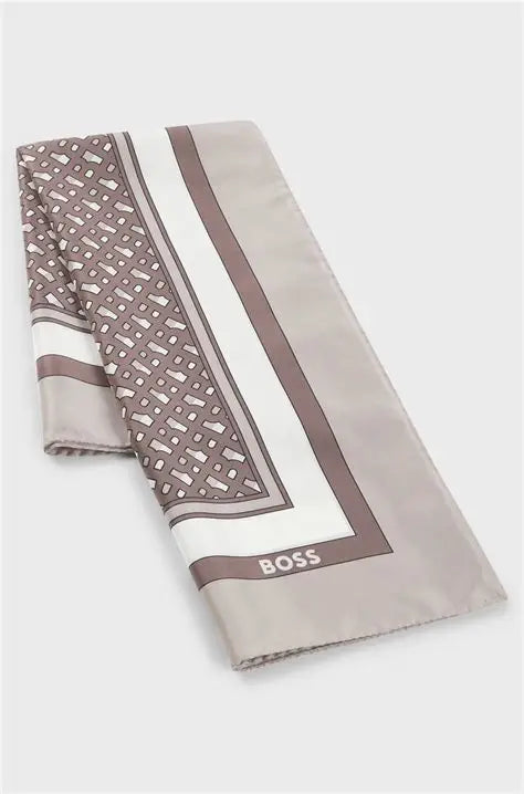 Lenço de fabrico italiano em sarja de seda estampada - BOSS