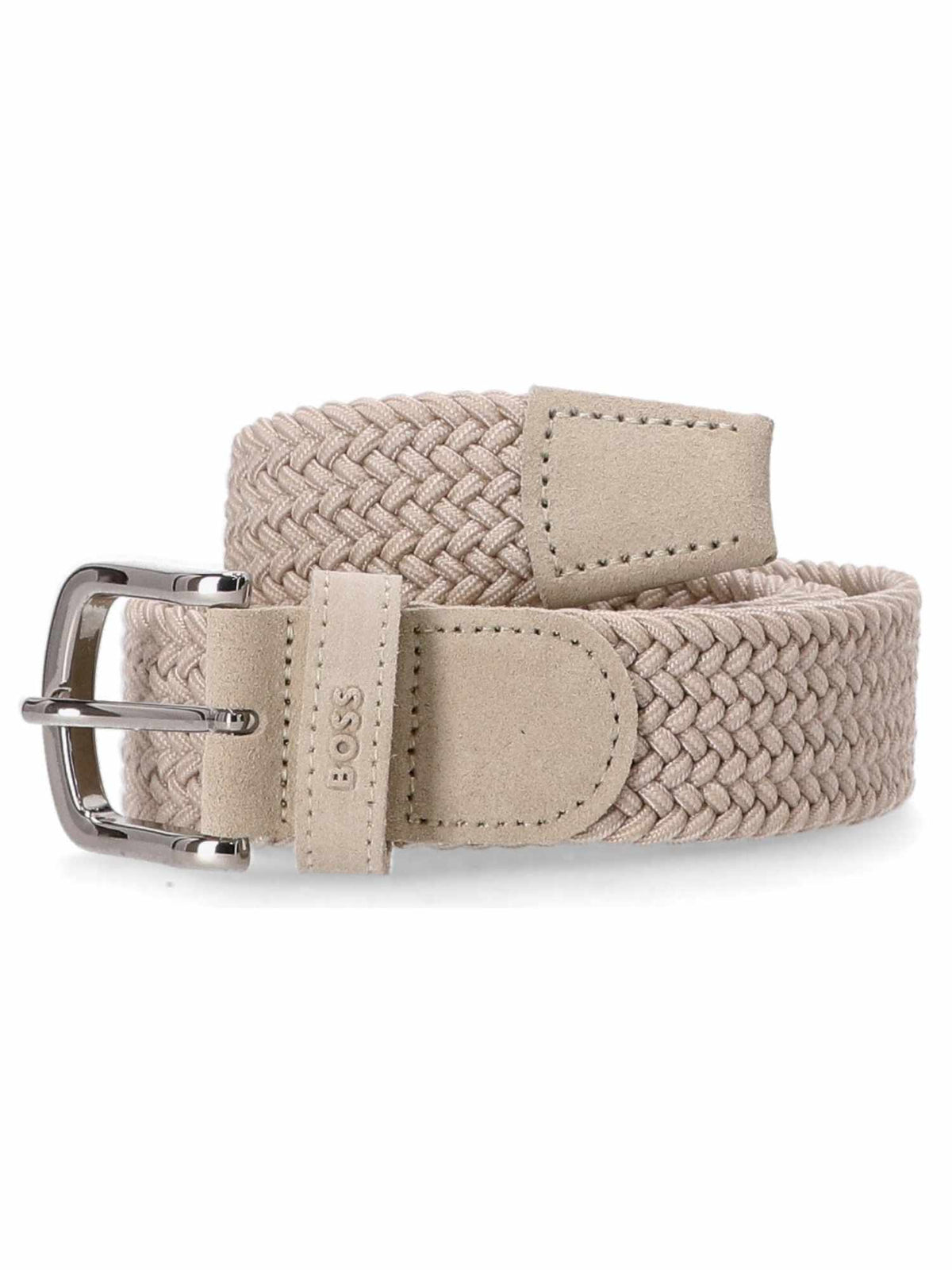 Cinto tecido com acabamentos de pele