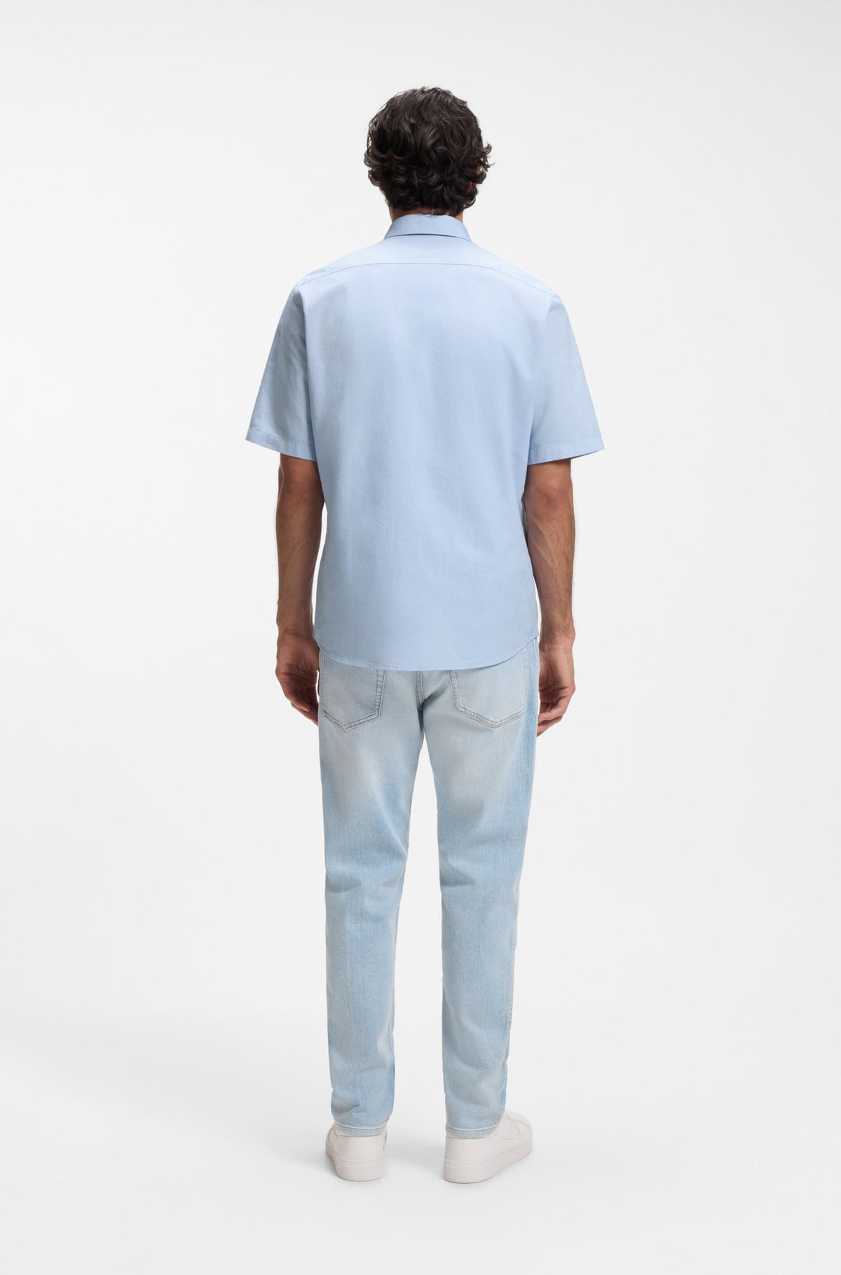 Camisa de ajuste regular em algodão Oxford com lavagem suave