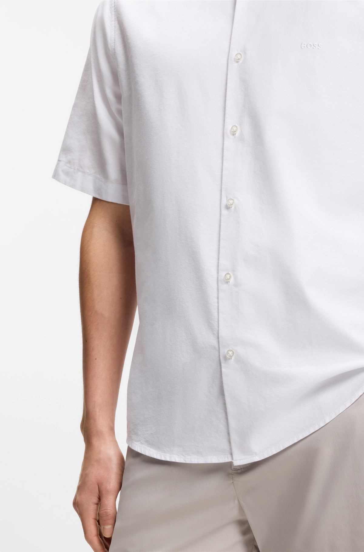 Camisa de ajuste regular em algodão Oxford com lavagem suave