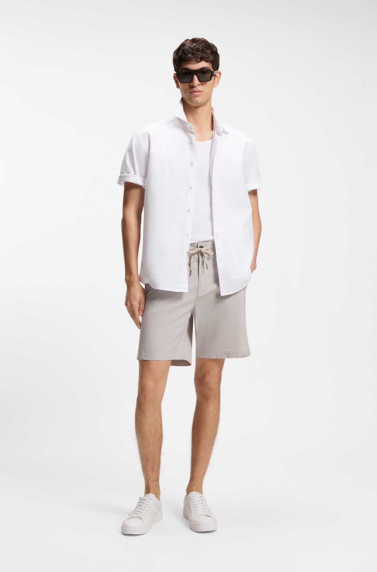 Camisa de ajuste regular em algodão Oxford com lavagem suave