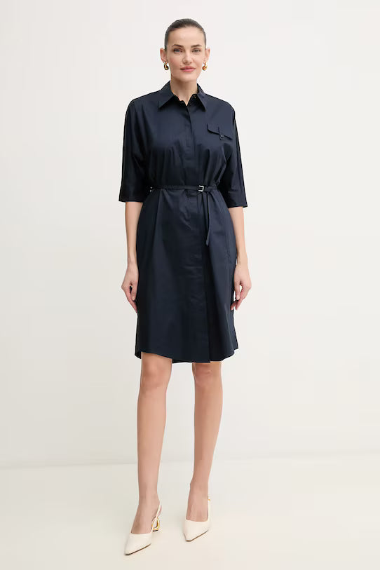 Vestido camiseiro de ajuste descontraído em algodão elástico - BOSS