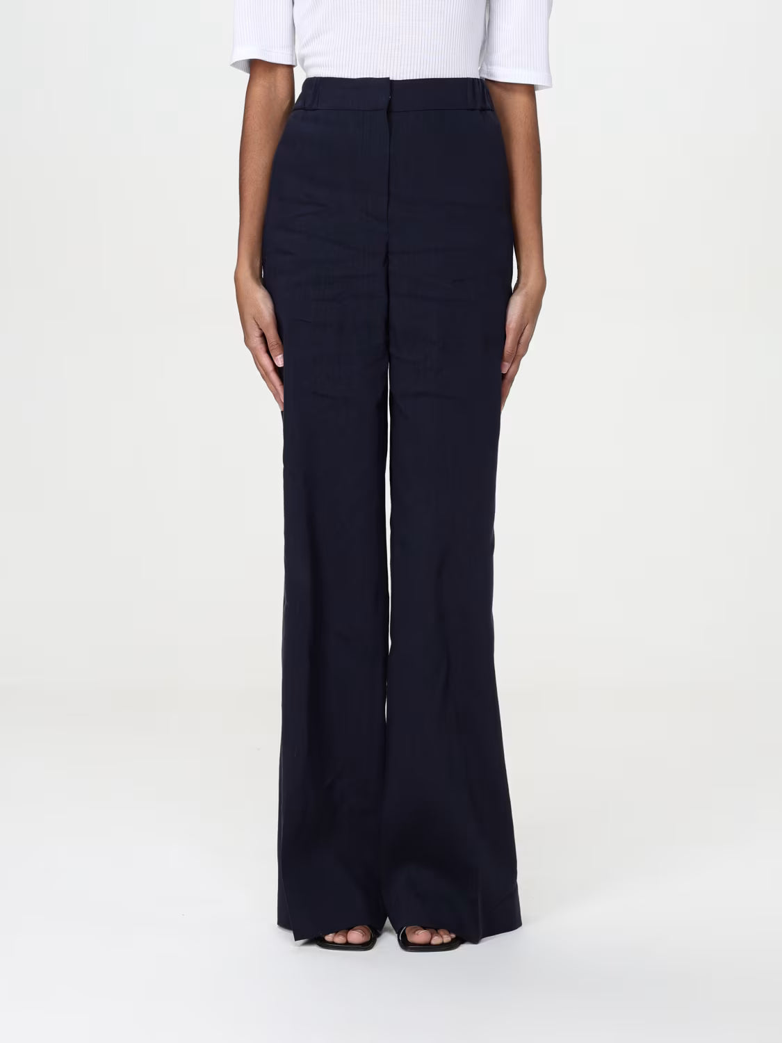 Calças em algodão e linho Regular Fit