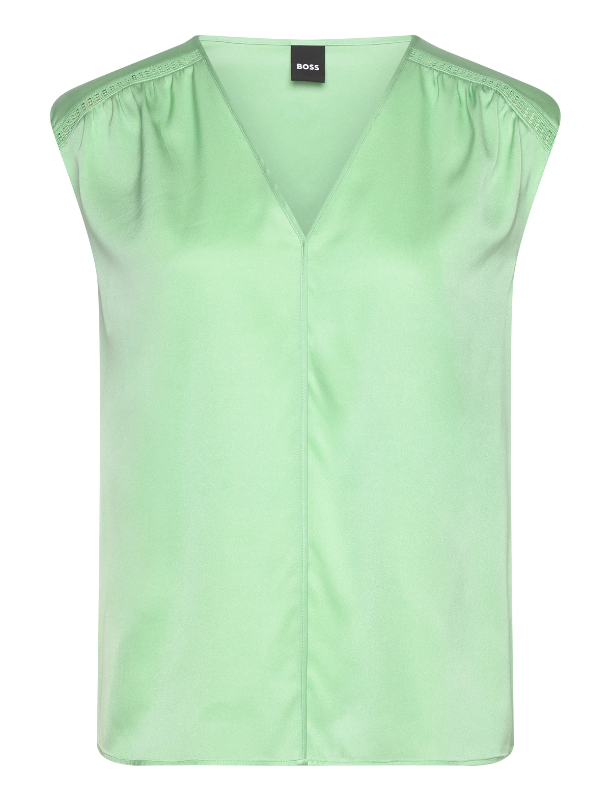 Blusa sem mangas em cetim de seda elástica