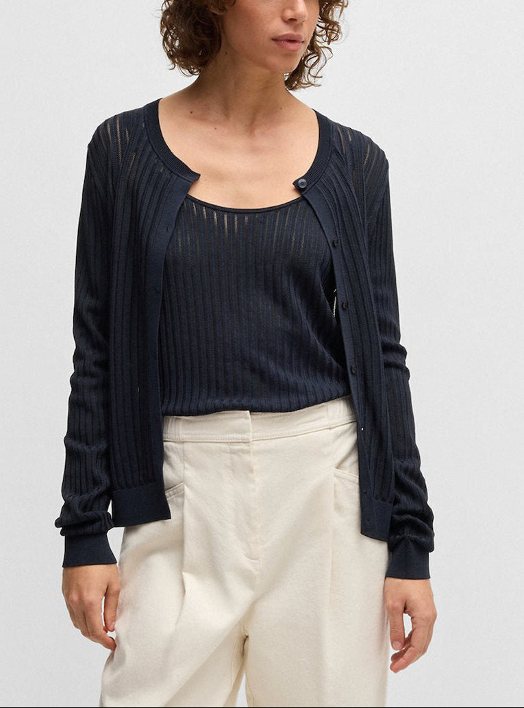 Casaco de malha perfurada