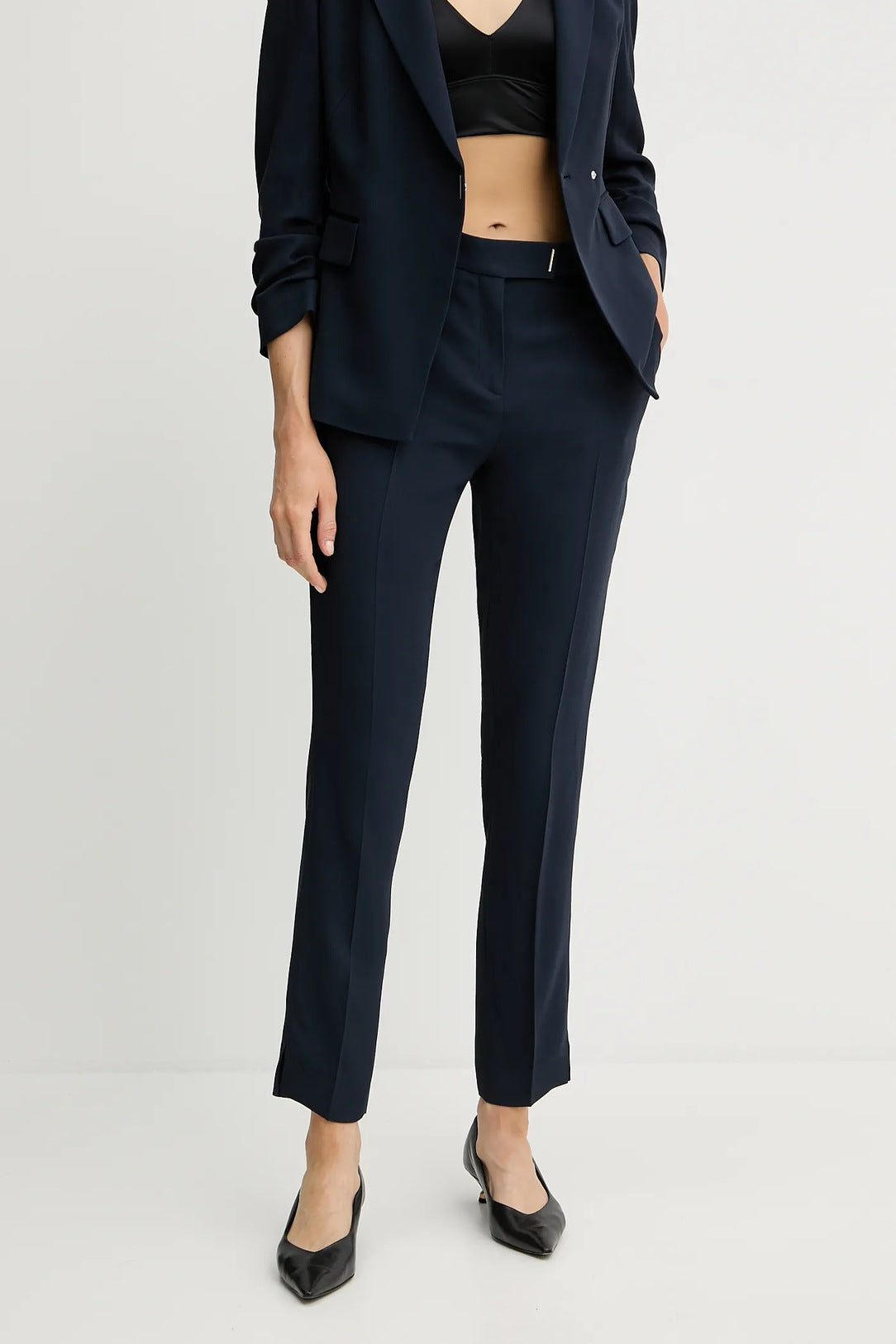 Calças de ajuste slim em tecido Punto Milano elástico