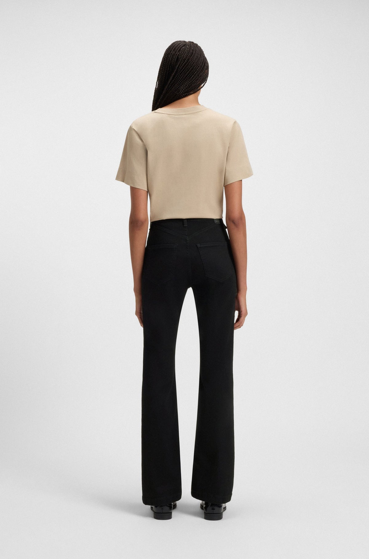 Calças de ganga bootcut em ganga elástica preta - BOSS