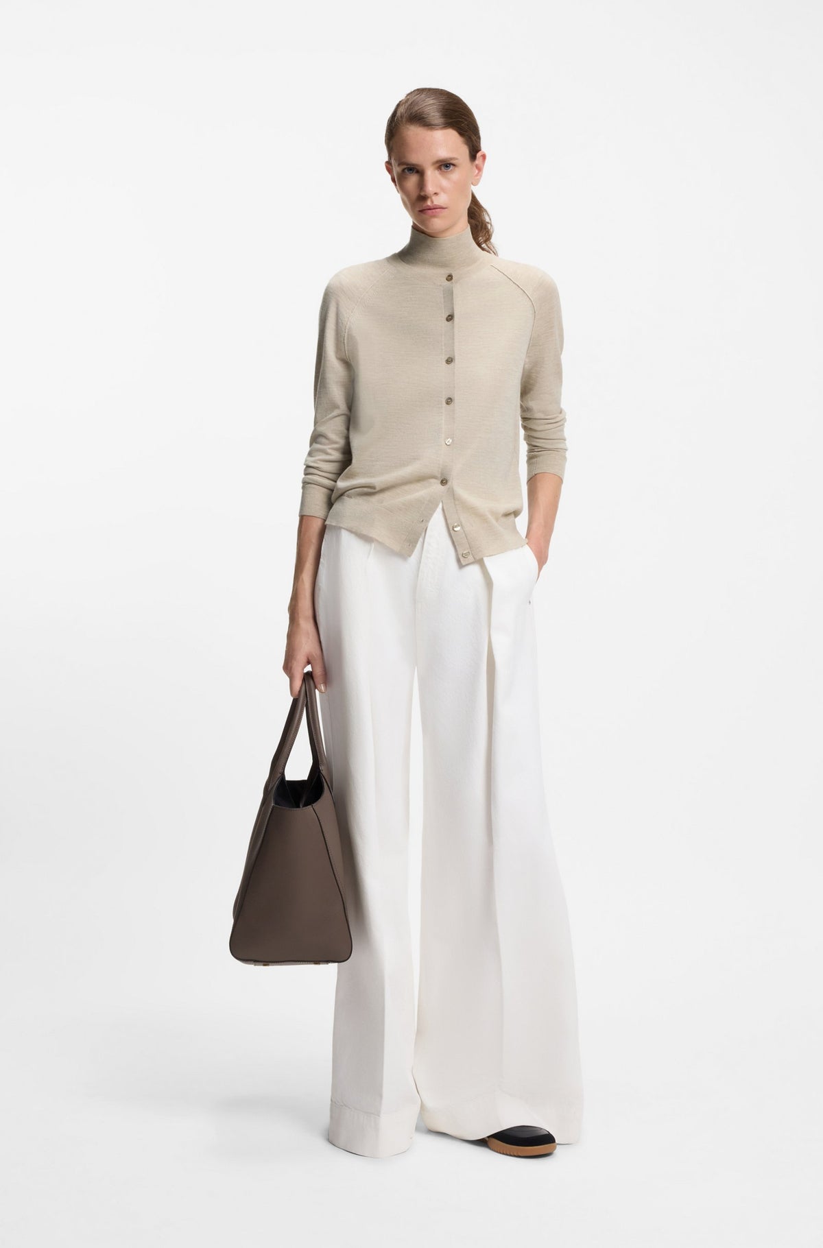 Cardigan de lã virgem com controlo da humidade - BOSS