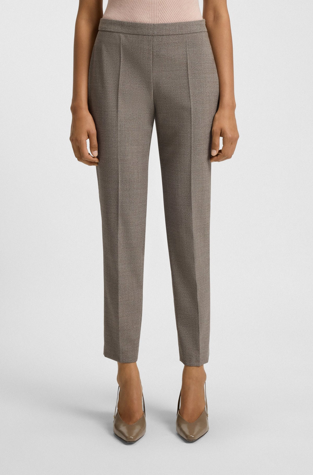 Calças de ajuste regular em mistura de lã com micropadrão - BOSS