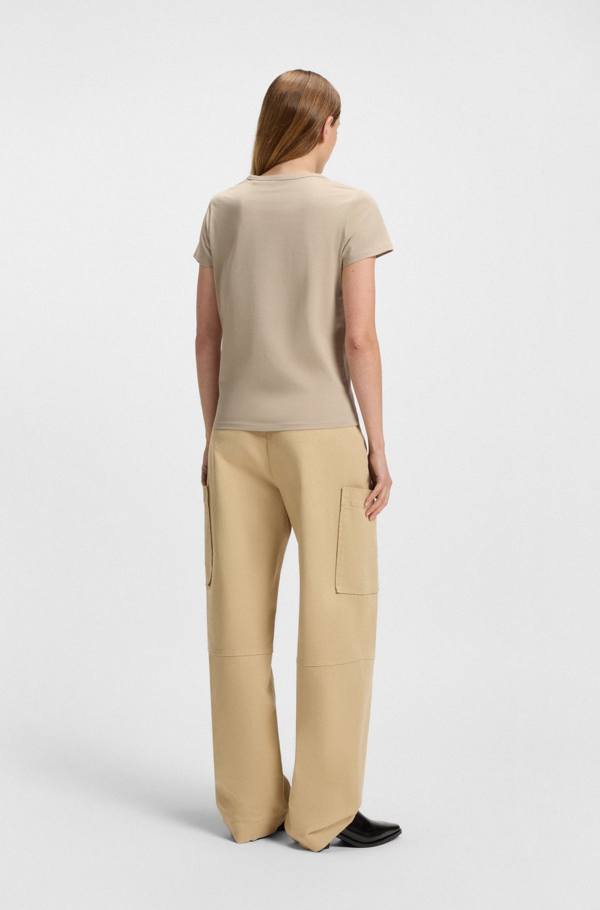 T-shirt de algodão mercerizado de ajuste slim com monograma Double B - BOSS