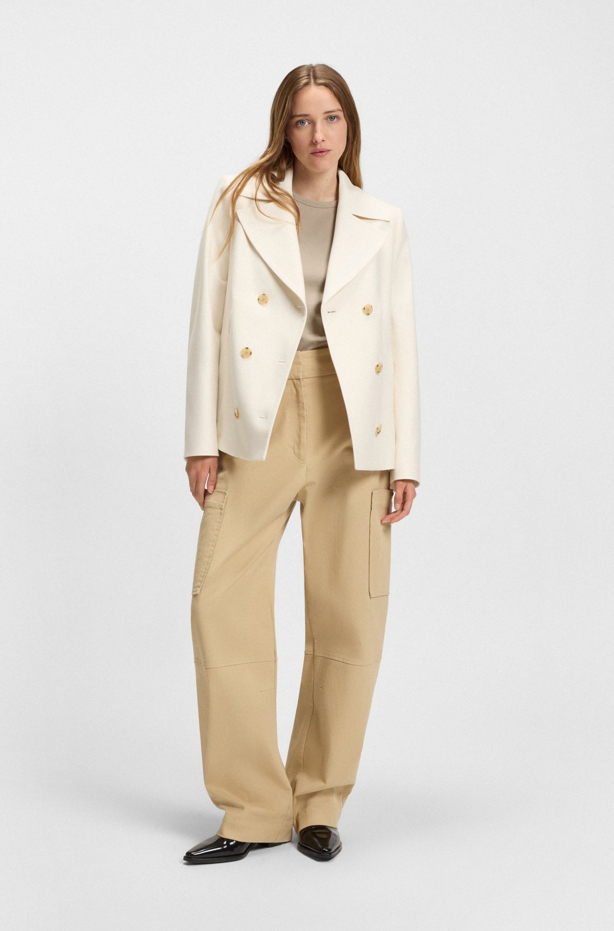 T-shirt de algodão mercerizado de ajuste slim com monograma Double B - BOSS