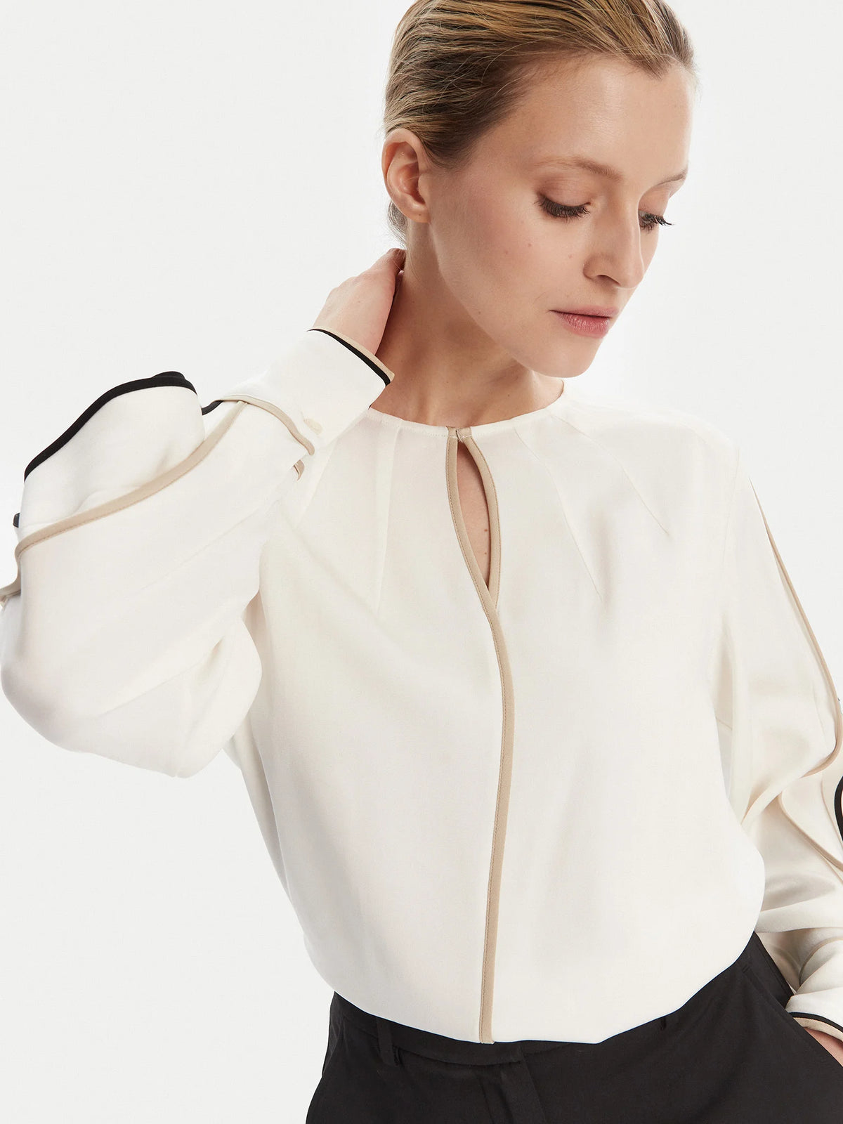 Blusa de manga comprida Regular Fit em mistura de viscose - BOSS