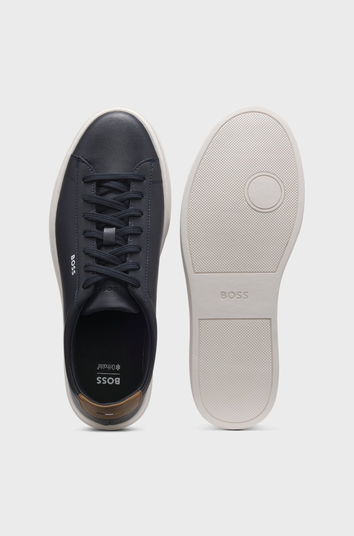 Sapatilhas de estilo cupsole em pele com pesponto da risca de assinatura