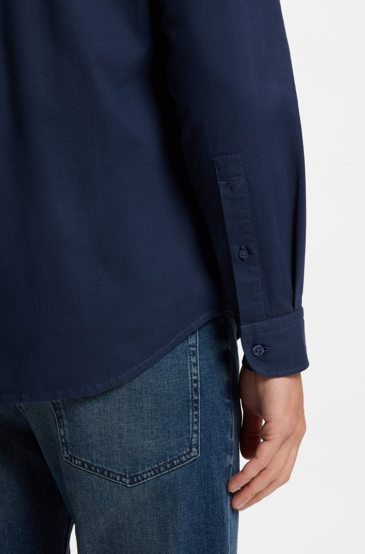 Camisa regular fit em algodão elástico