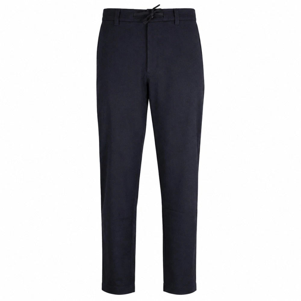 Calças tapered-fit em azul-escuro com elasticidade confortável