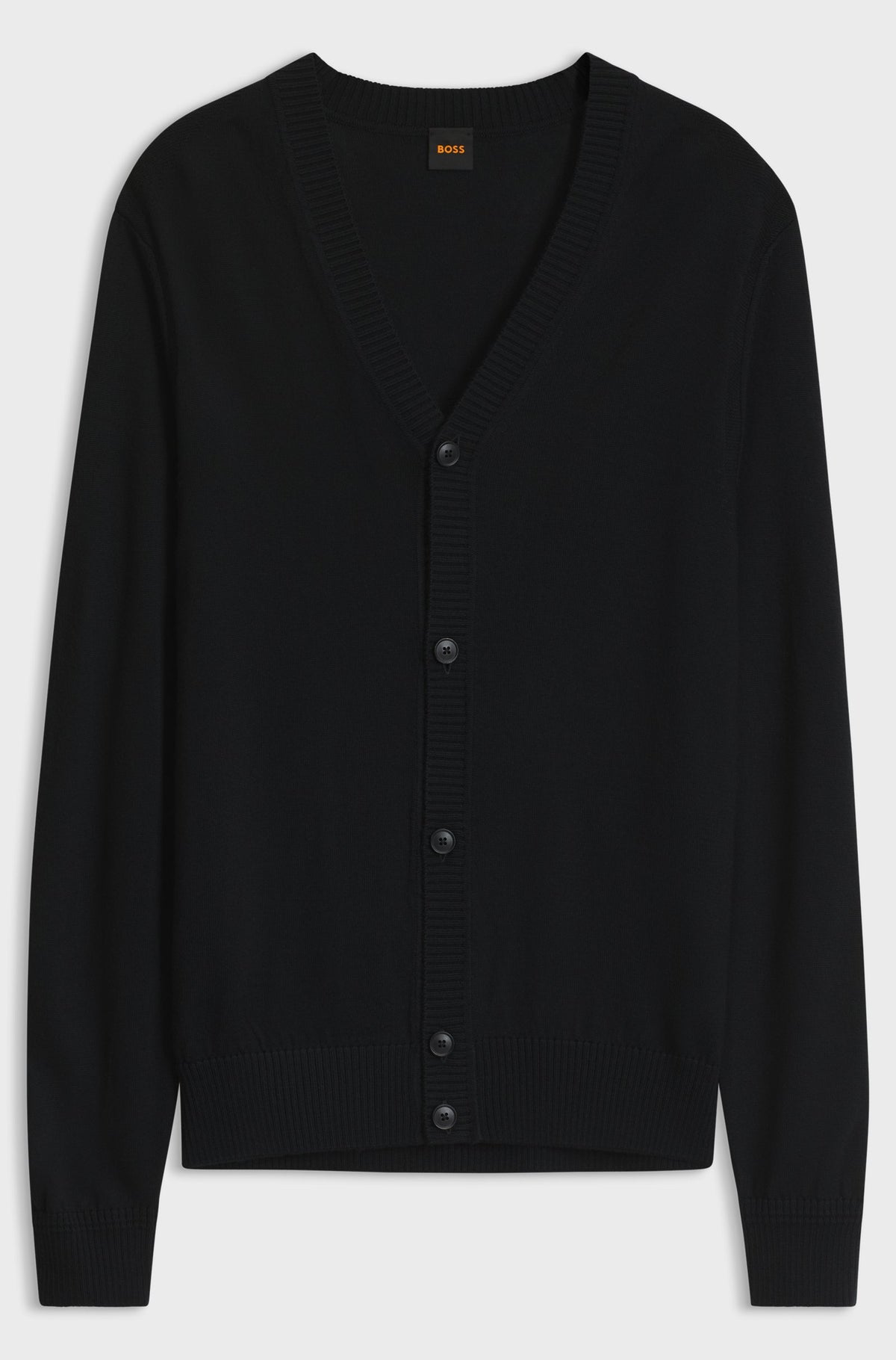 Cardigan com gola em V confeccionado em mistura de lã virgem