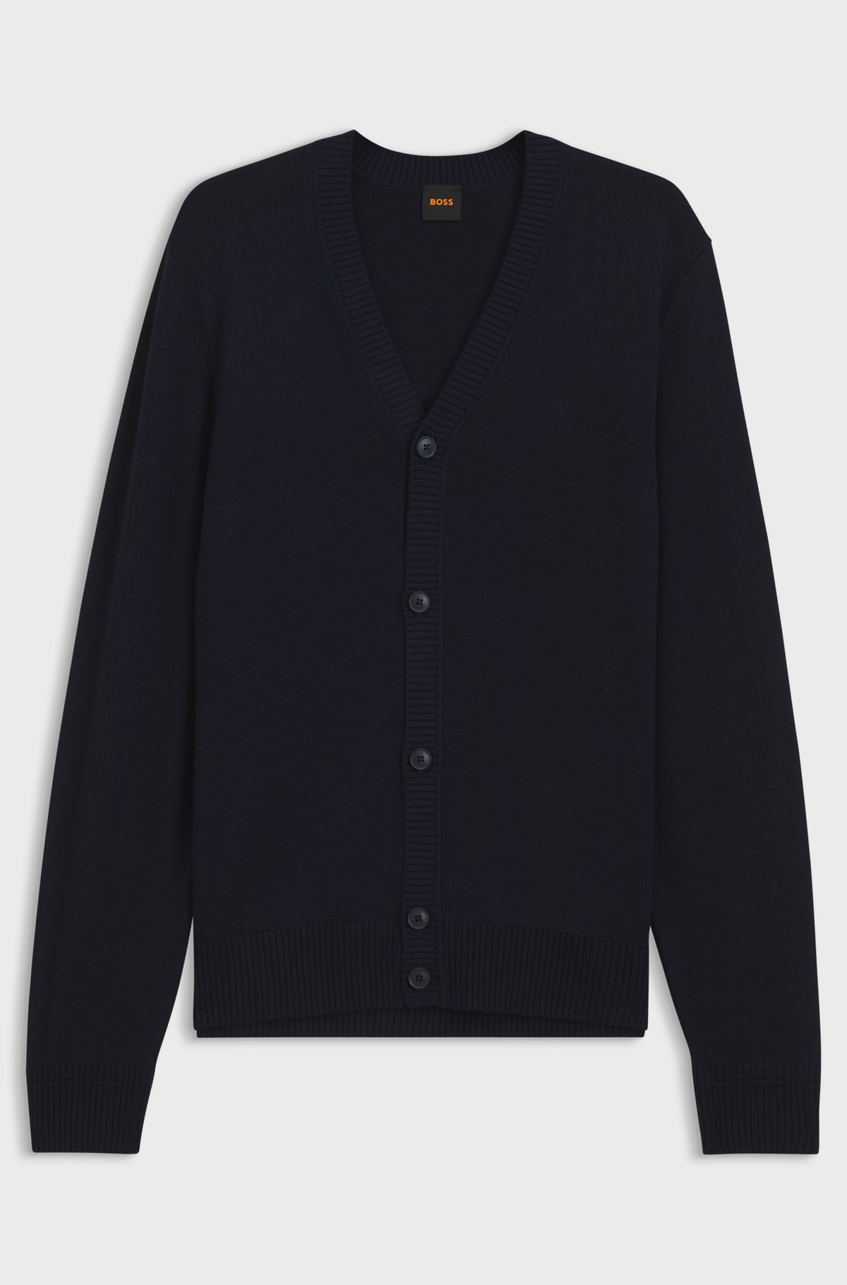 Cardigan com gola em V confeccionado em mistura de lã virgem
