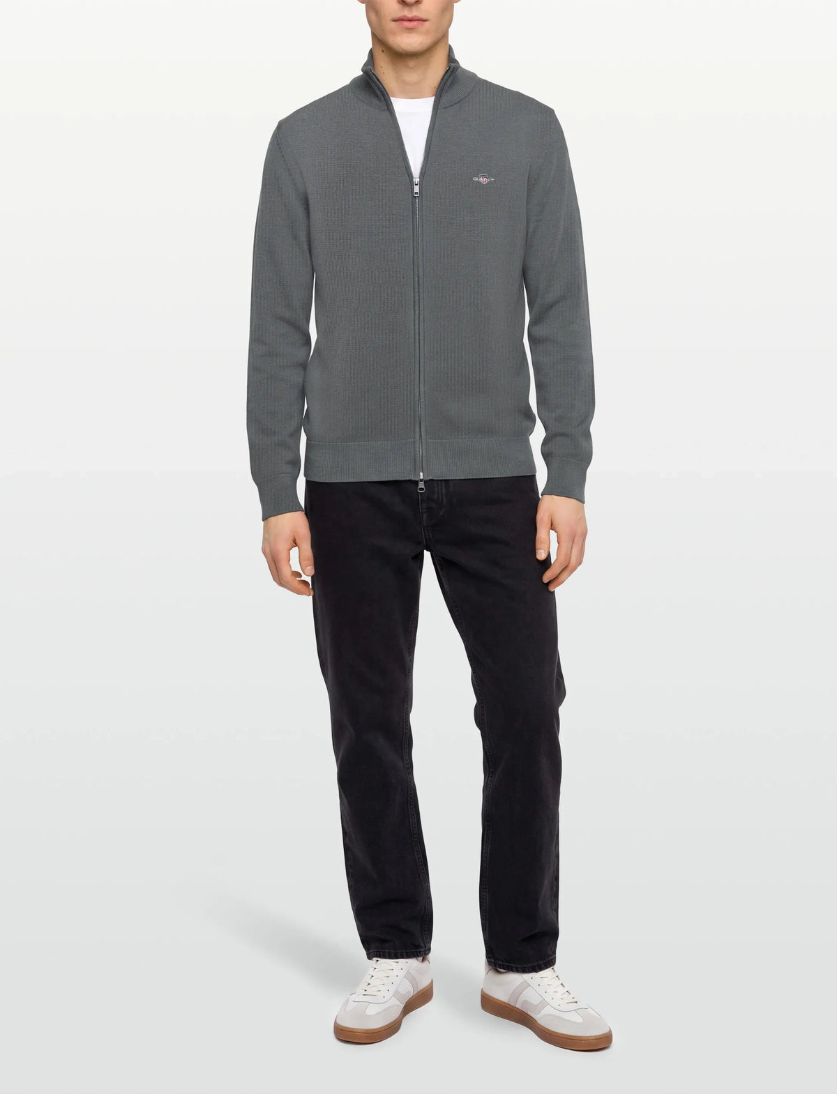 Casaco de malha com fecho de correr Casual Cotton