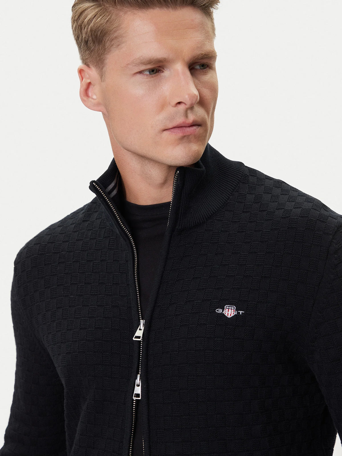 Casaco de malha com fecho de correr microtexturizado - GANT