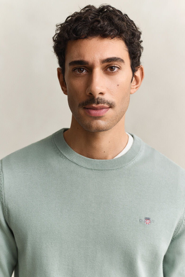 Camisola de malha com decote redondo em algodão