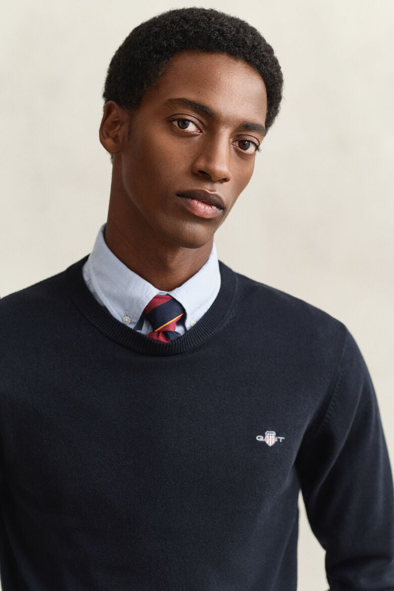 Camisola de malha com decote redondo em algodão