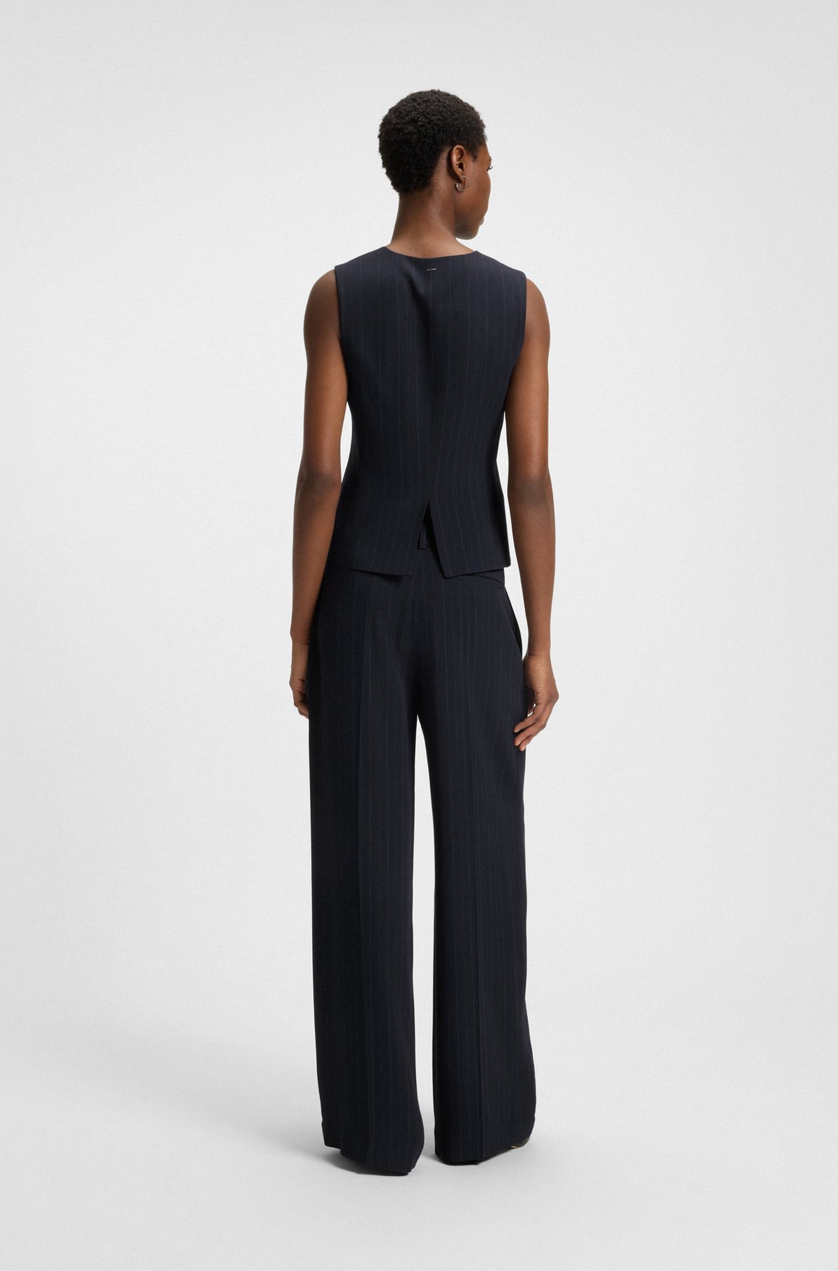 Calças de risca de giz extra compridas com perna larga - BOSS