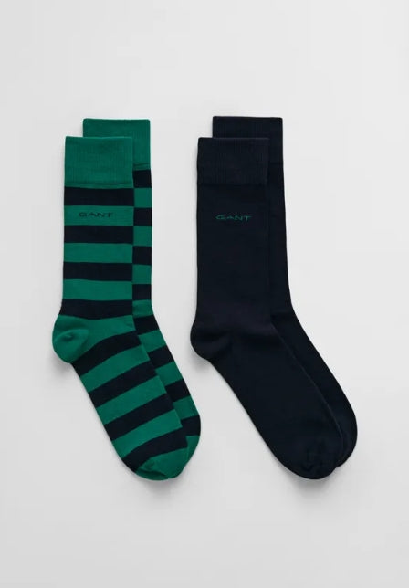Pack de dois pares de meias às riscas e lisas - GANT