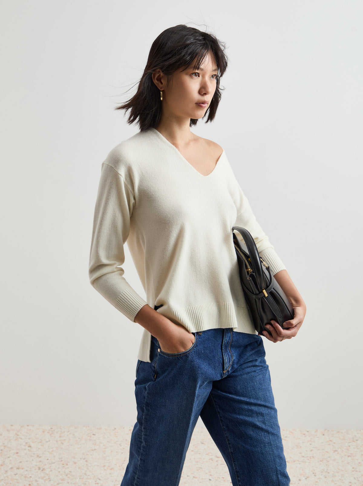 Camisola de lã decote em V - DECENIO