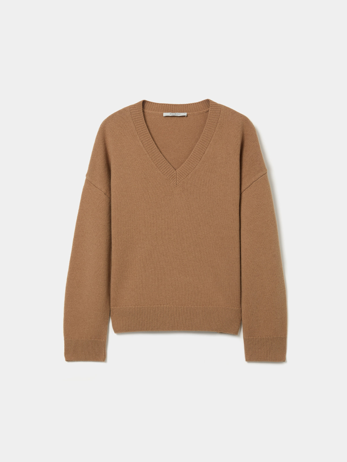 Camisola malha em lã decote em V