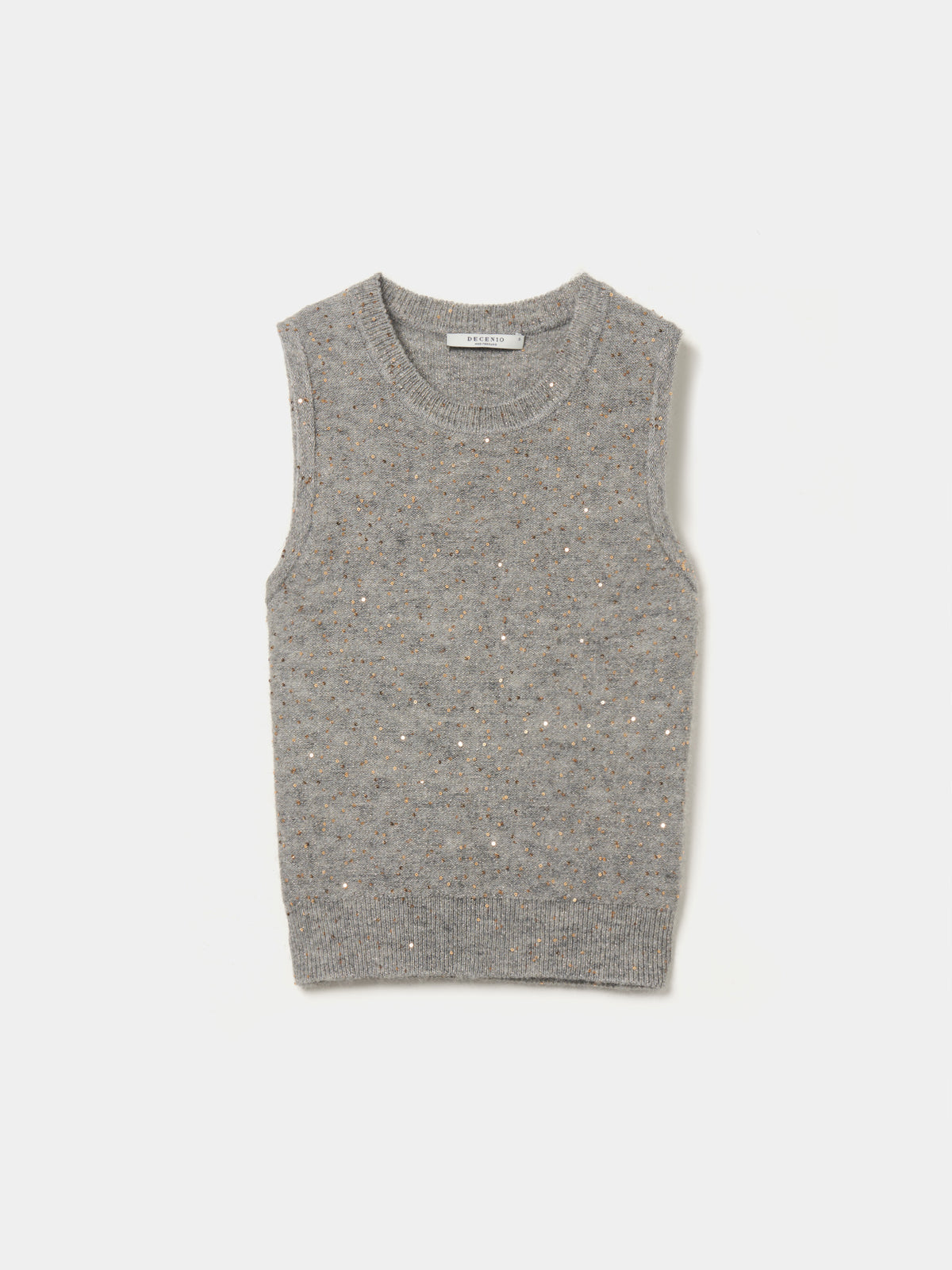 Colete de Malha Tricotada com Lantejoulas Douradas