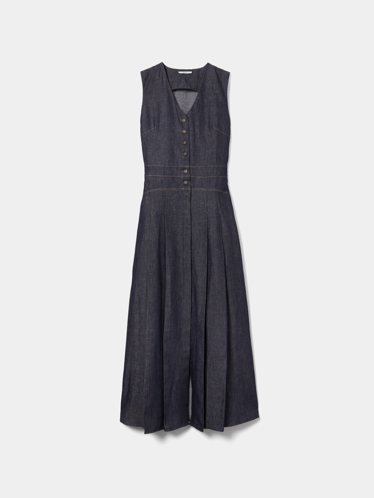 Vestido de ganga em algodão e linho