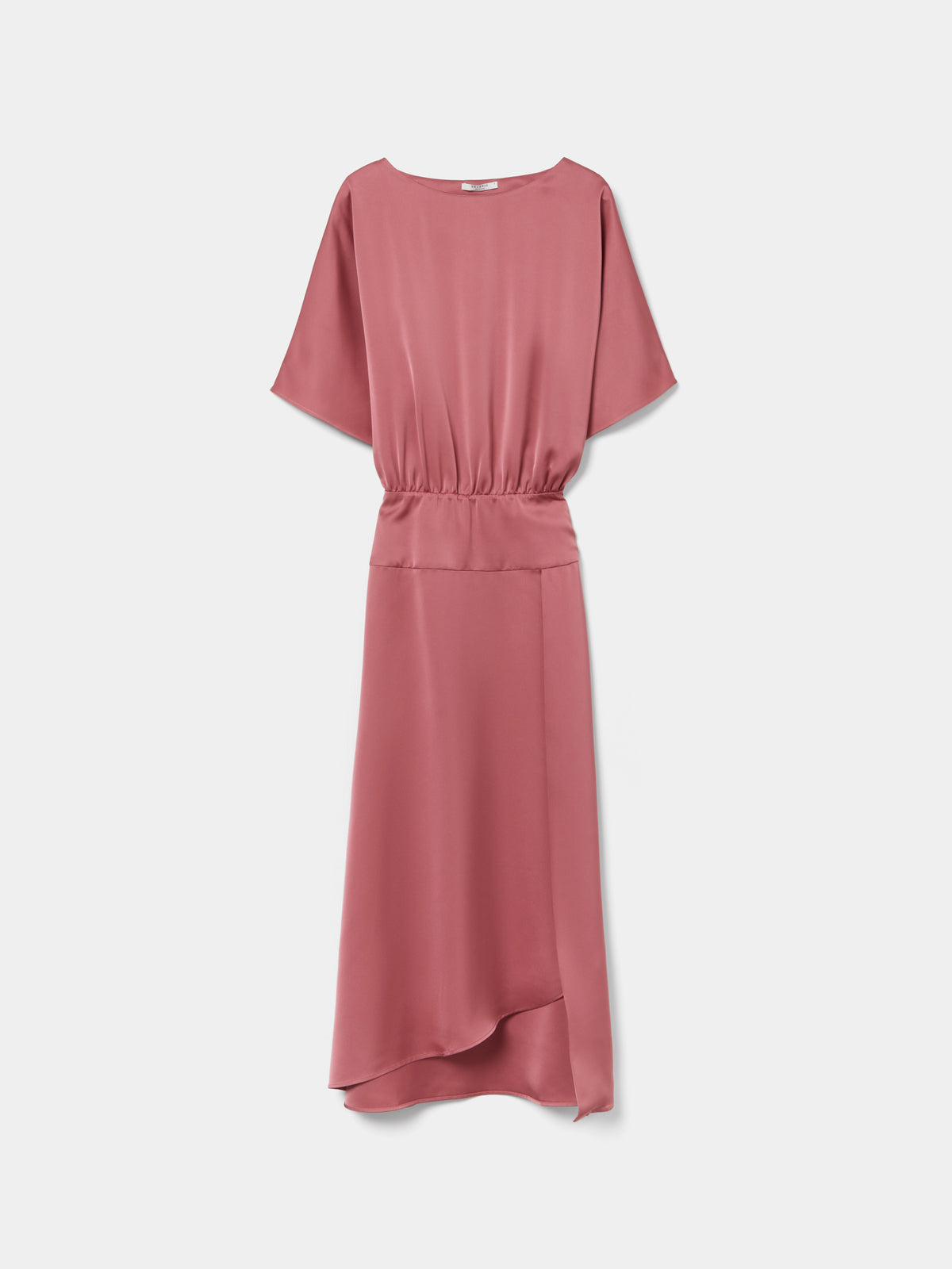 Vestido midi com acabamento acetinado
