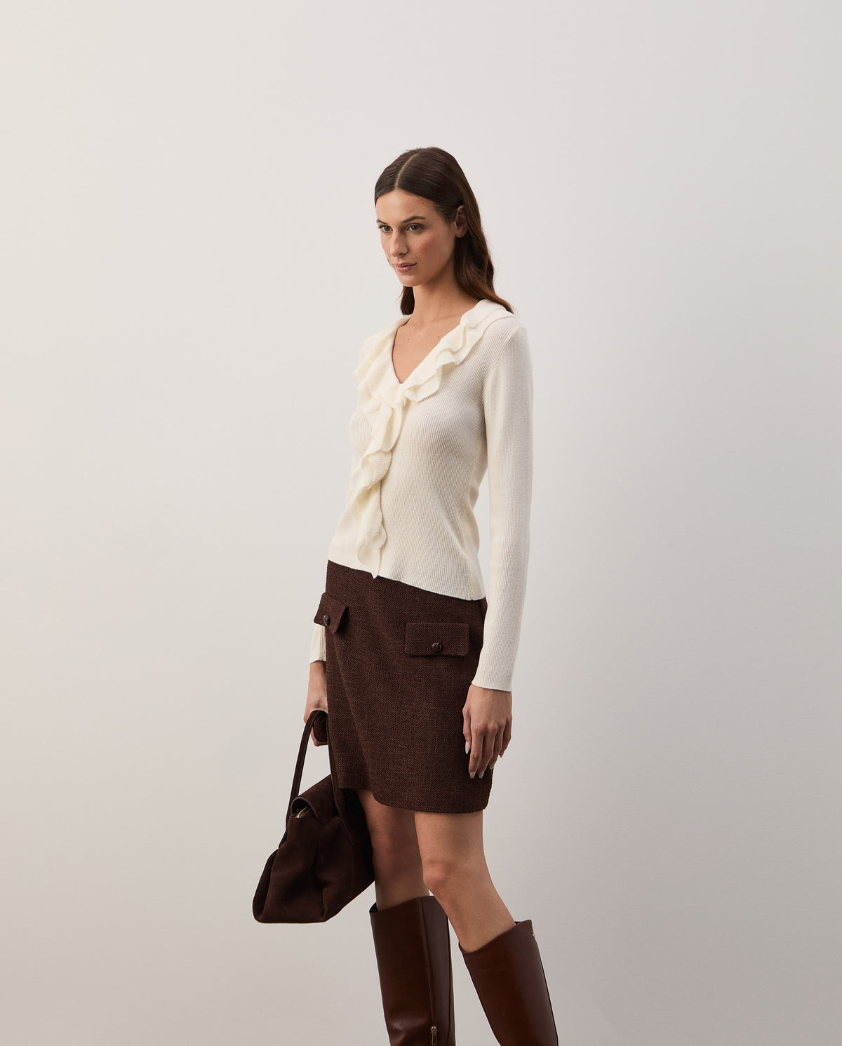 Camisola de malha com folhos
