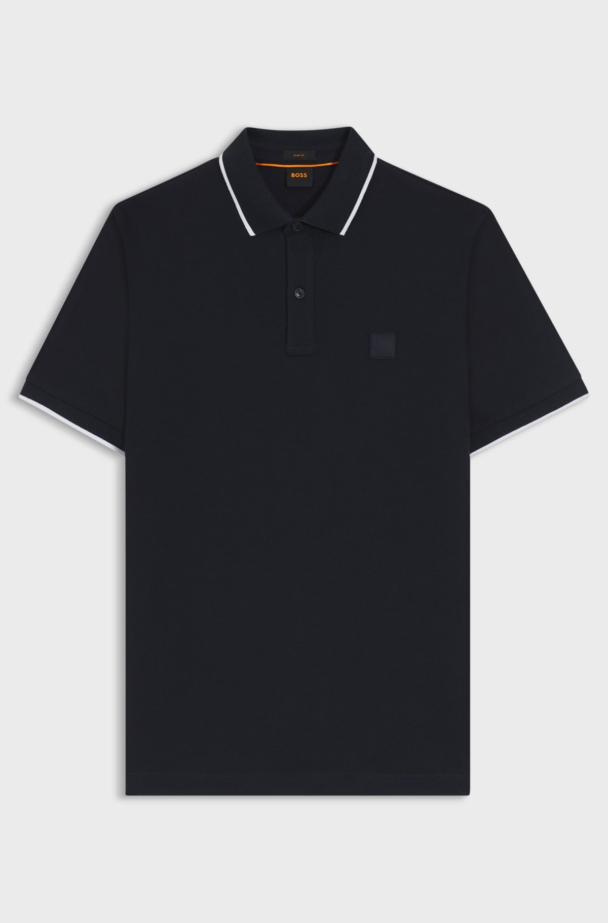 Polo de malha de ajuste slim em algodão piqué elástico