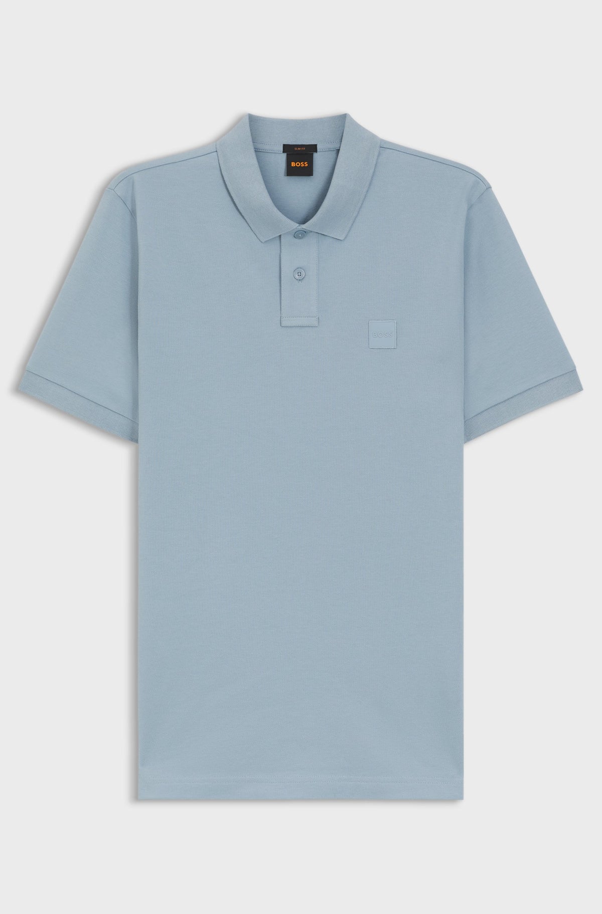 Polo de ajuste slim em algodão elástico com emblema com logótipo