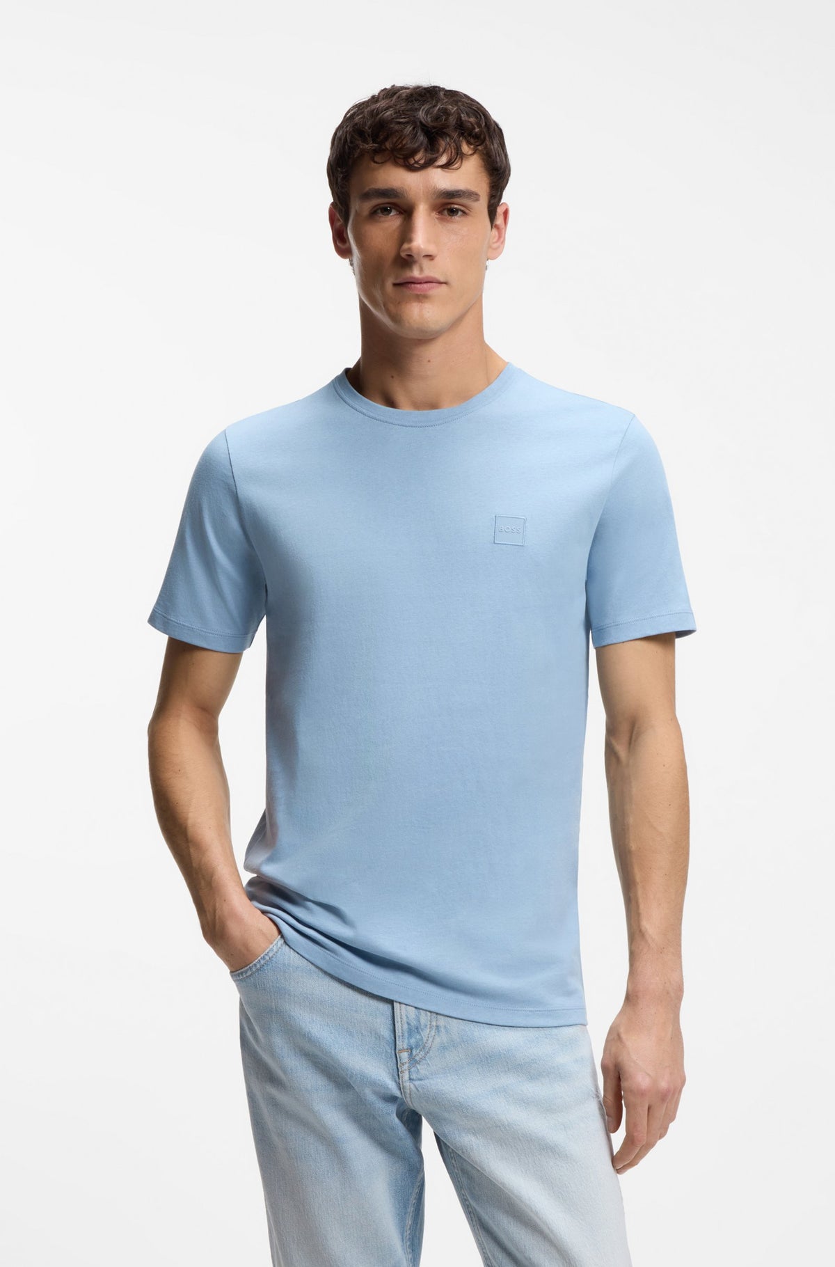 T-shirt em jersey de algodão com emblema com logótipo