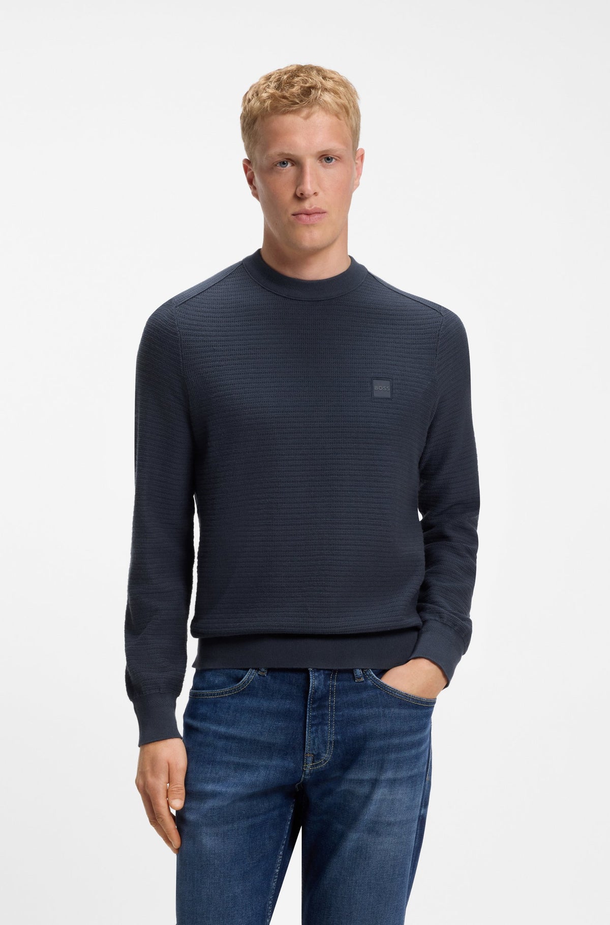 Camisola em piqué de algodão com emblema do logótipo