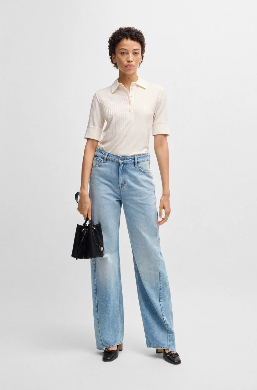 Polo em tecido texturizado