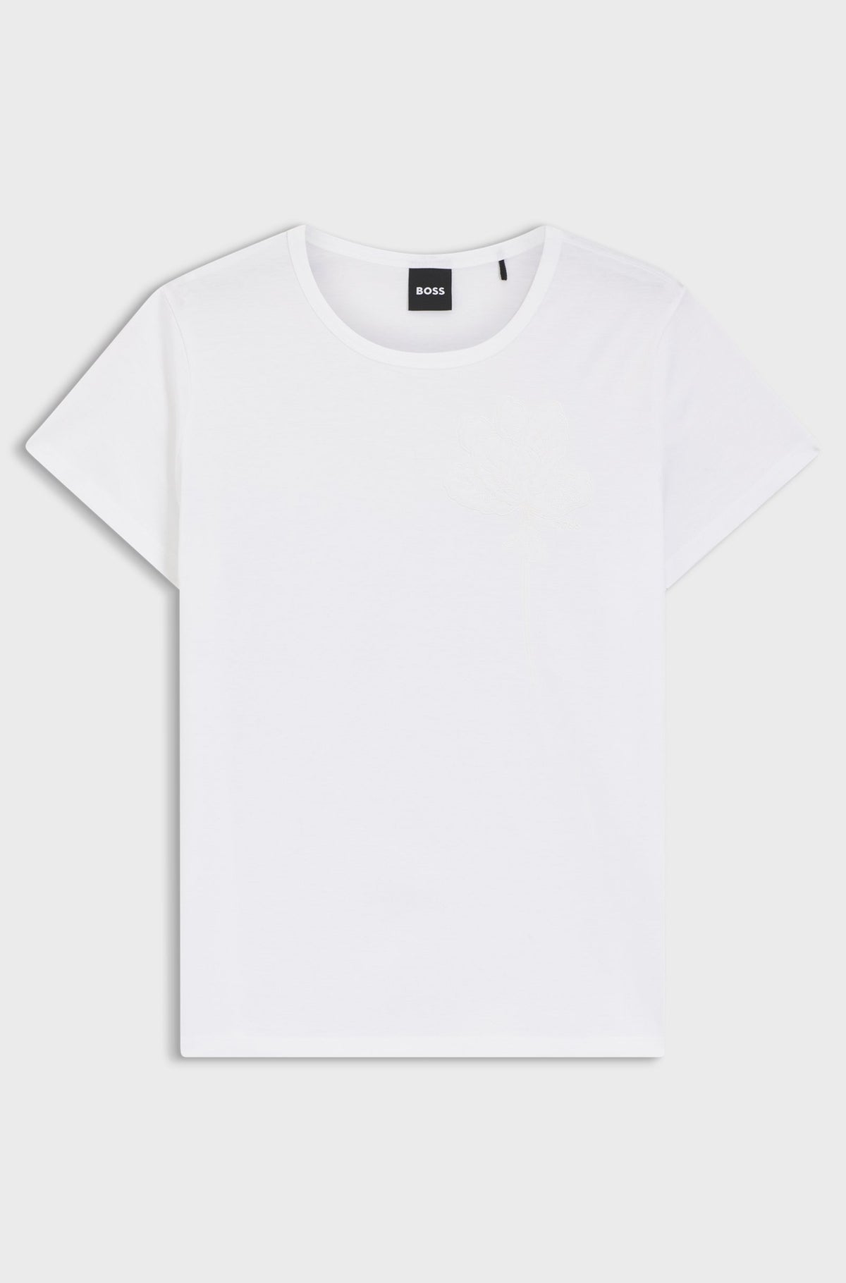 T-shirt de algodão mercerizado com motivo floral de logótipo