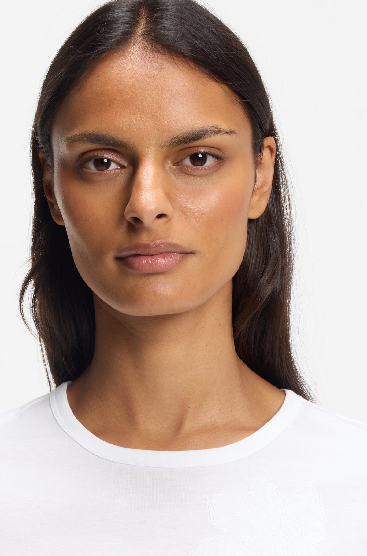 T-shirt de algodão mercerizado com motivo floral de logótipo