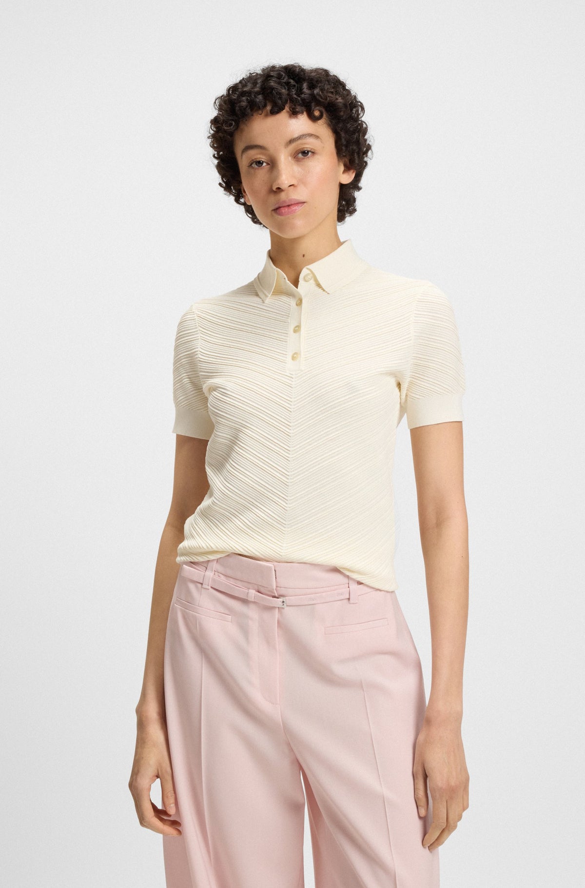 Camisola estruturada com colarinho polo