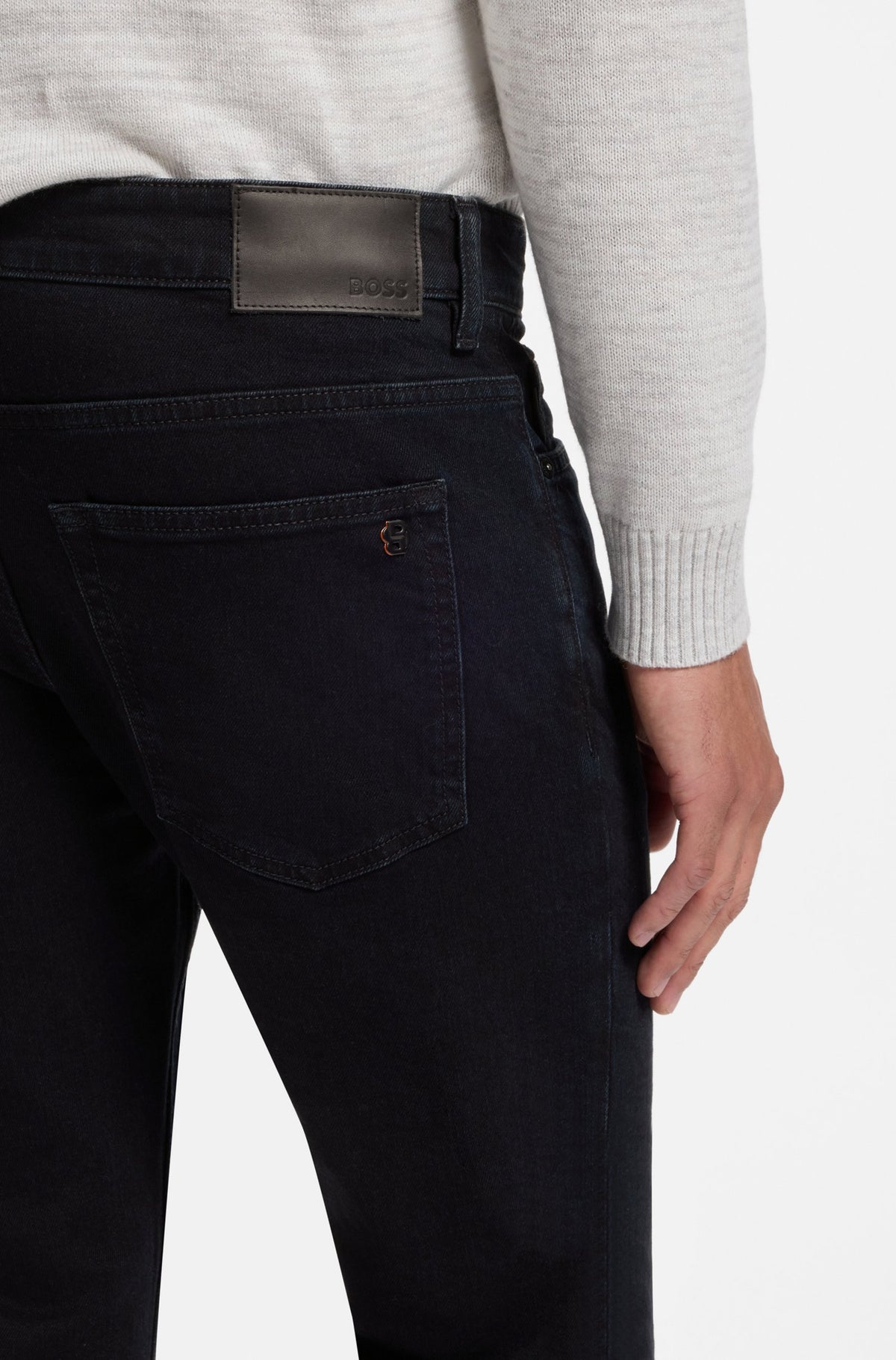 Calças de ganga slim-fit em ganga azul-escura com elasticidade confortável